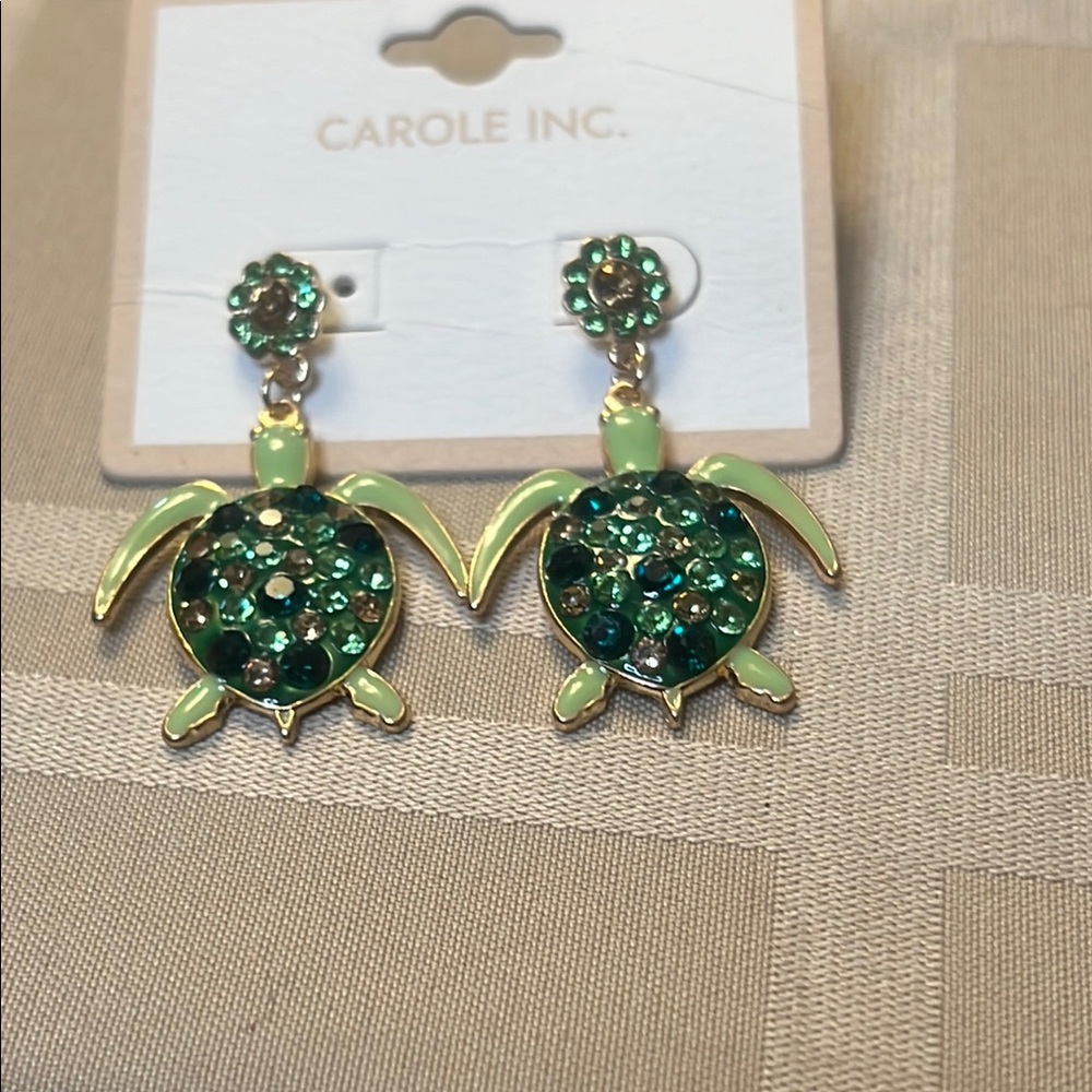 Green Turtle Earrings